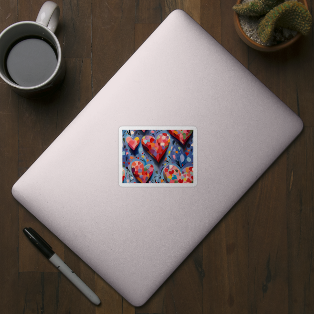 Modern Colorful Love Valentine Day Painting Hearts Pattern by ZAZIZU